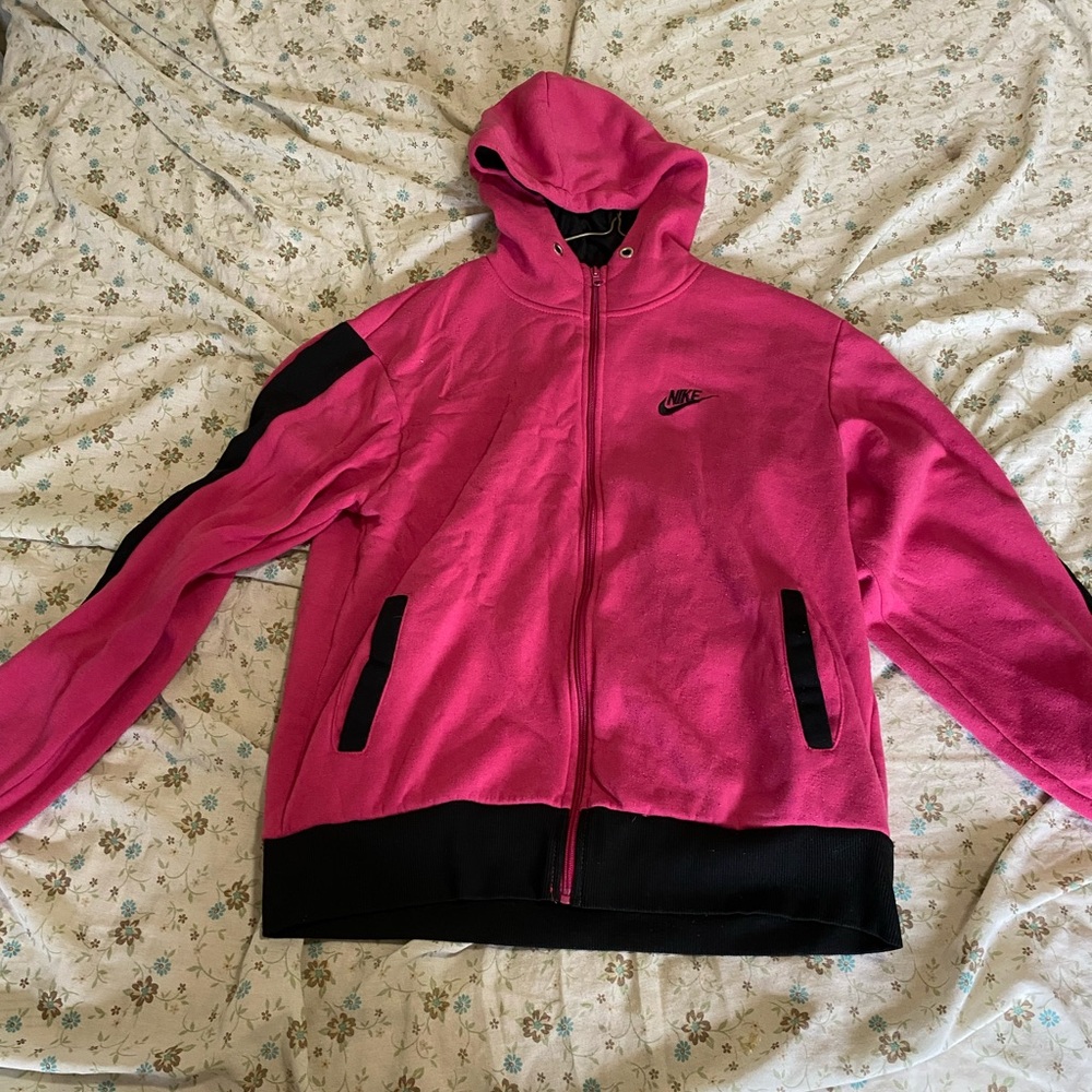 Nike Fuchsia and Black Zip-Up Hoodie